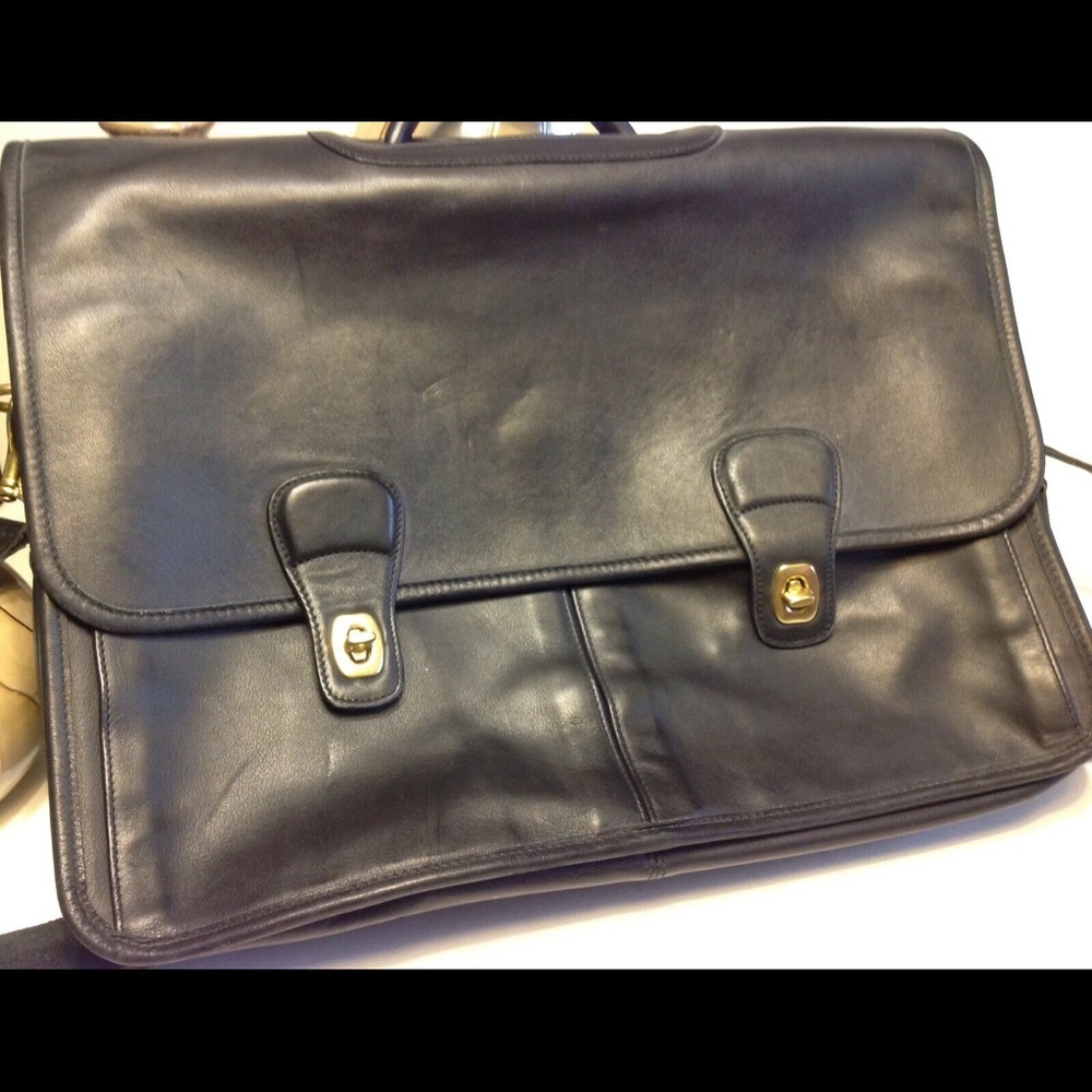 Coach Black Leather Laptop Shoulder Bag